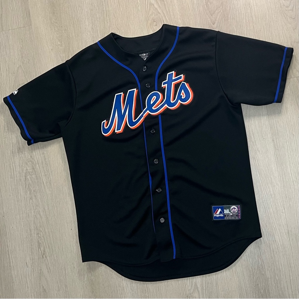 WORN Majestic New York Mets Jersey Black